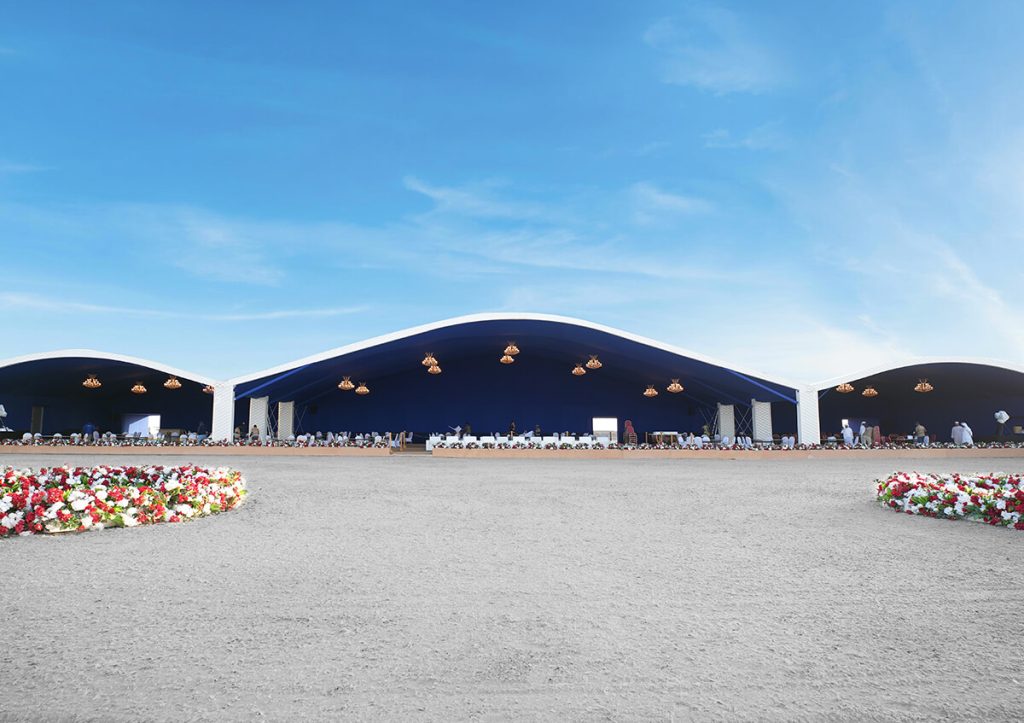 Alfares International Tents Videos UAE - open side Arch tent with quality accessories - Alfares International Tents Project