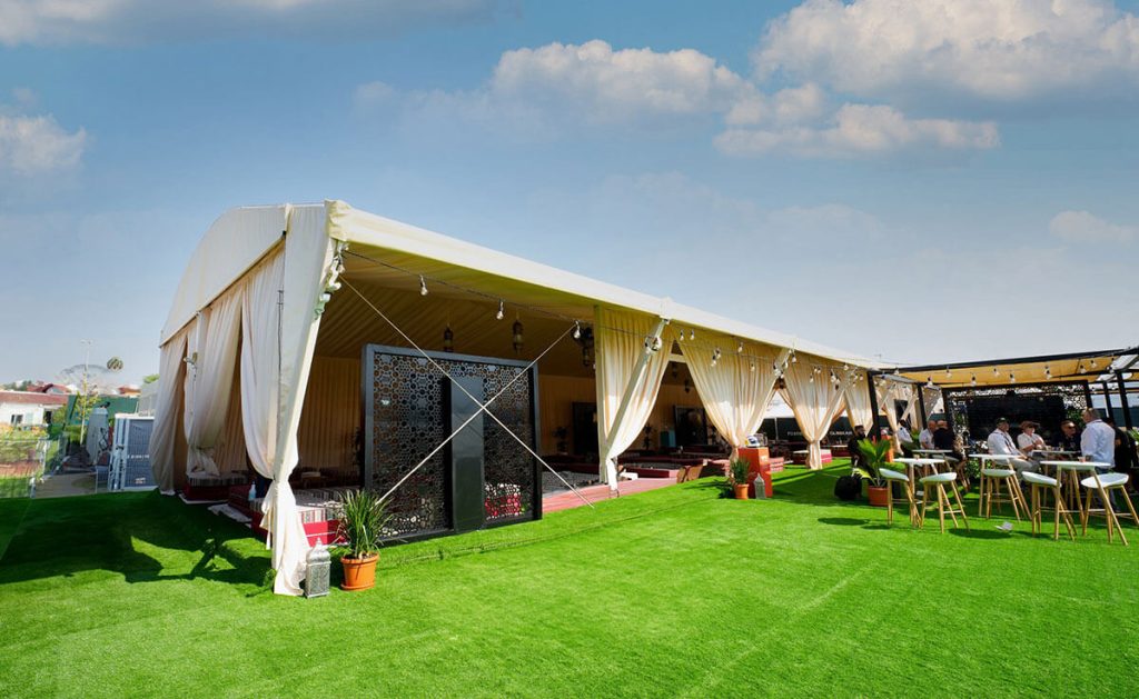 Arch Tent UAE - open side Arch tent with soft PVC roof and premium accessories - Arch Tent - Exterior - Alfares International Tents