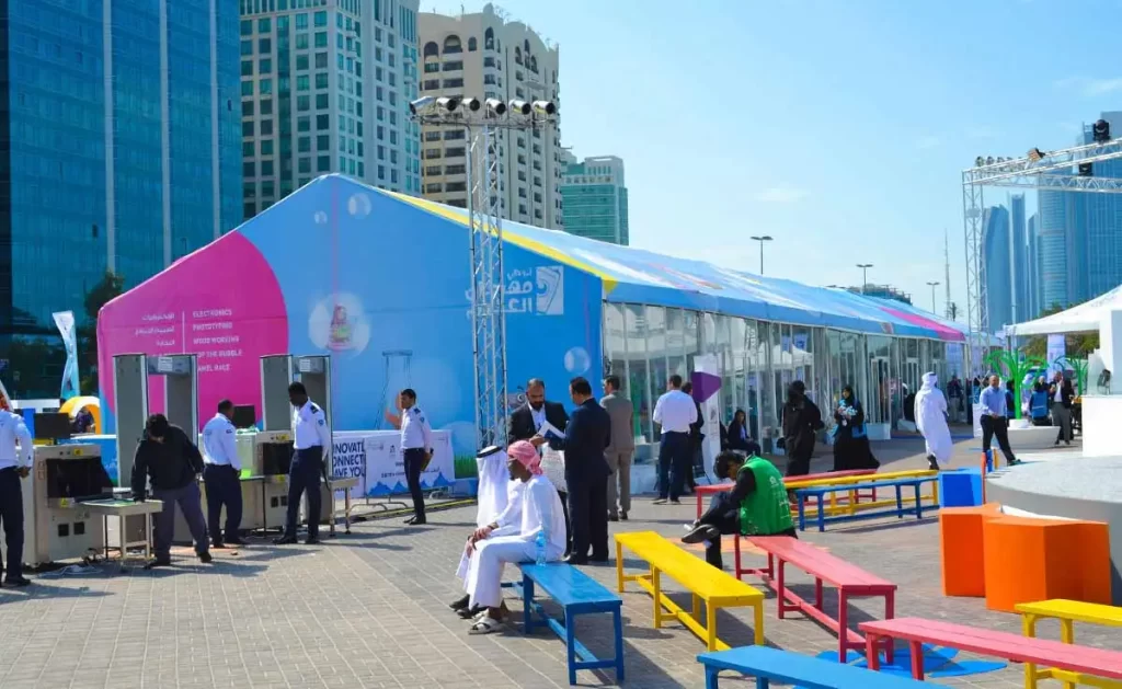 classical tent UAE - Classical tent with branding walls as well roof - Classical Tent - Exterior - Alfares International Tents