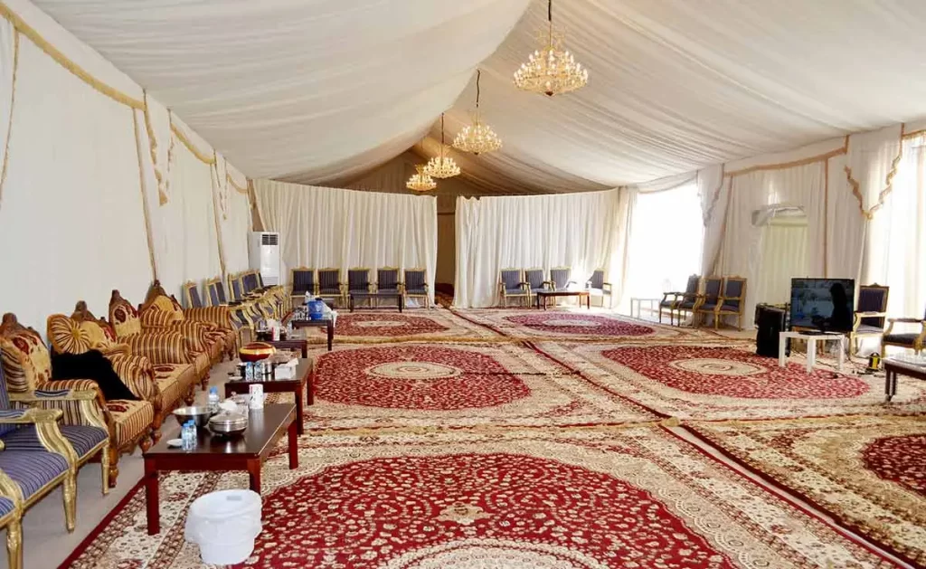 classical tent UAE - Classical tent with soft PVC roof and premium and quality accessories for events - Classical Tent - Interior - Alfares International Tents