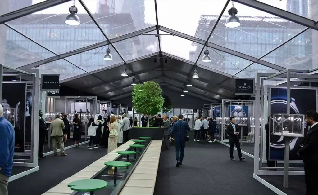 classical tent UAE - Classical tent with glass panel roof and premium and quality accessories for events - Classical Tent - Interior - Alfares International Tents