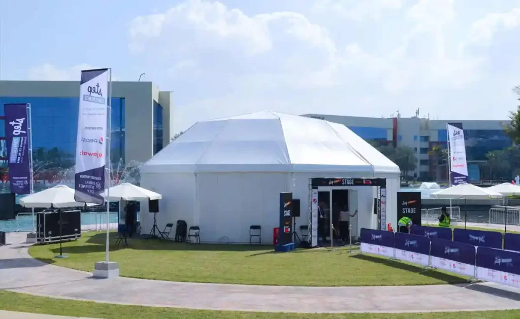 diamond tent UAE - Diamond tent with Soft PVC walls - Diamond Tent - Exterior - Alfares International Tents