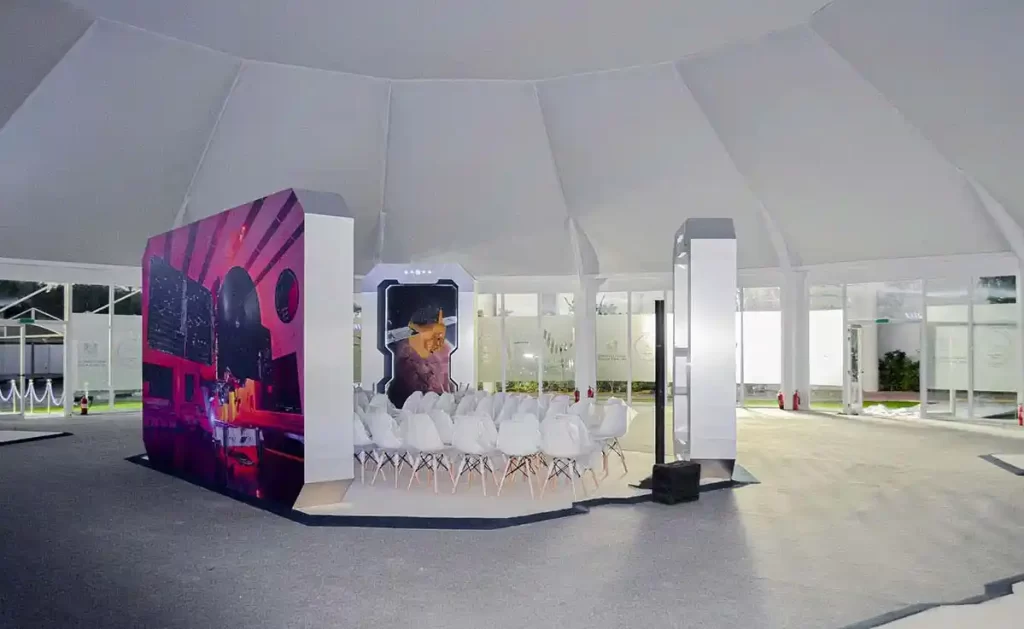 diamond tent UAE - Diamond tent with cooling solutions and elegant lighting - Diamond Tent - Interior - Alfares International Tents