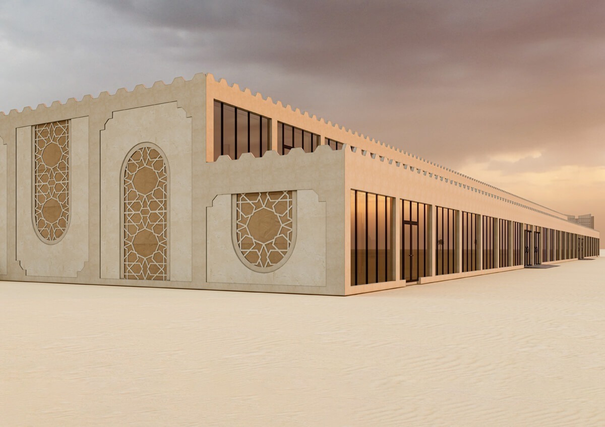 best tent supplier UAE - Two storey flat tent with cladding options - Flat Double Decker Tent - Alfares International Tents