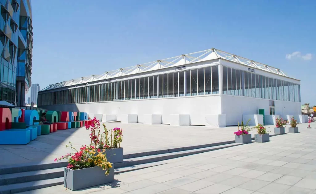 royal hall UAE - open side Royal Hall with glass panel - Royal Hall - Exterior - Alfares International Tents
