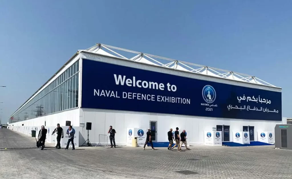 royal hall UAE - Royal Hall with glass panel walls for Naval Defence Exhibition - Royal Hall - Exterior - Alfares International Tents