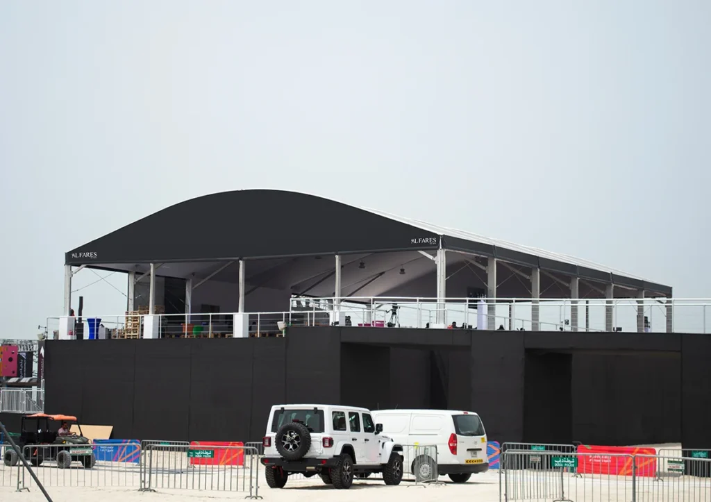 Arch Double Decker tents UAE - Arch Double Decker tent with black PVC - Arch Double Decker Tent - Alfares International Tents