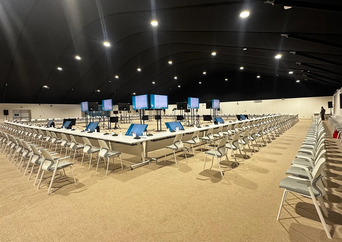COP29 event Baku, Azerbaijan - Fully furnished interior with lighting, fitout and furniture for UN Climate Change Conference - COP29 - Alfares International Tents