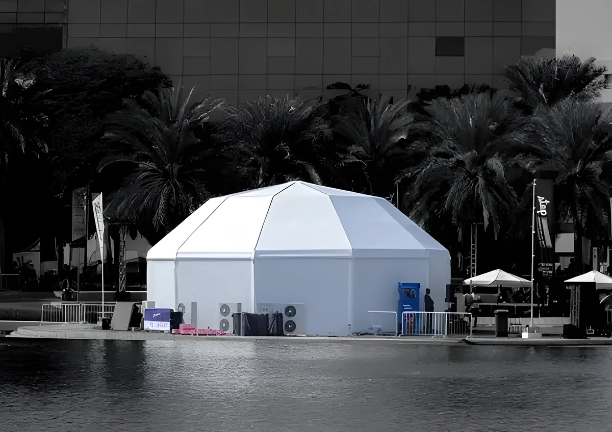 Diamond tents UAE - Exterior view of Diamond tents with soft PVC - Diamond Tent Exterior - Alfares International Tents