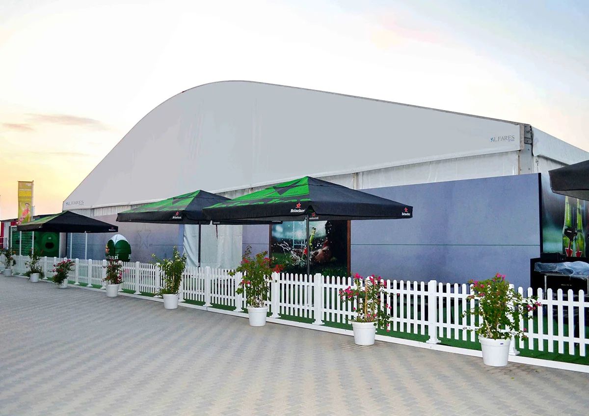 Rugby World Cup tents UAE - Arch tent with soft PVC on the roof - Rugby World Cup - Alfares International Tents