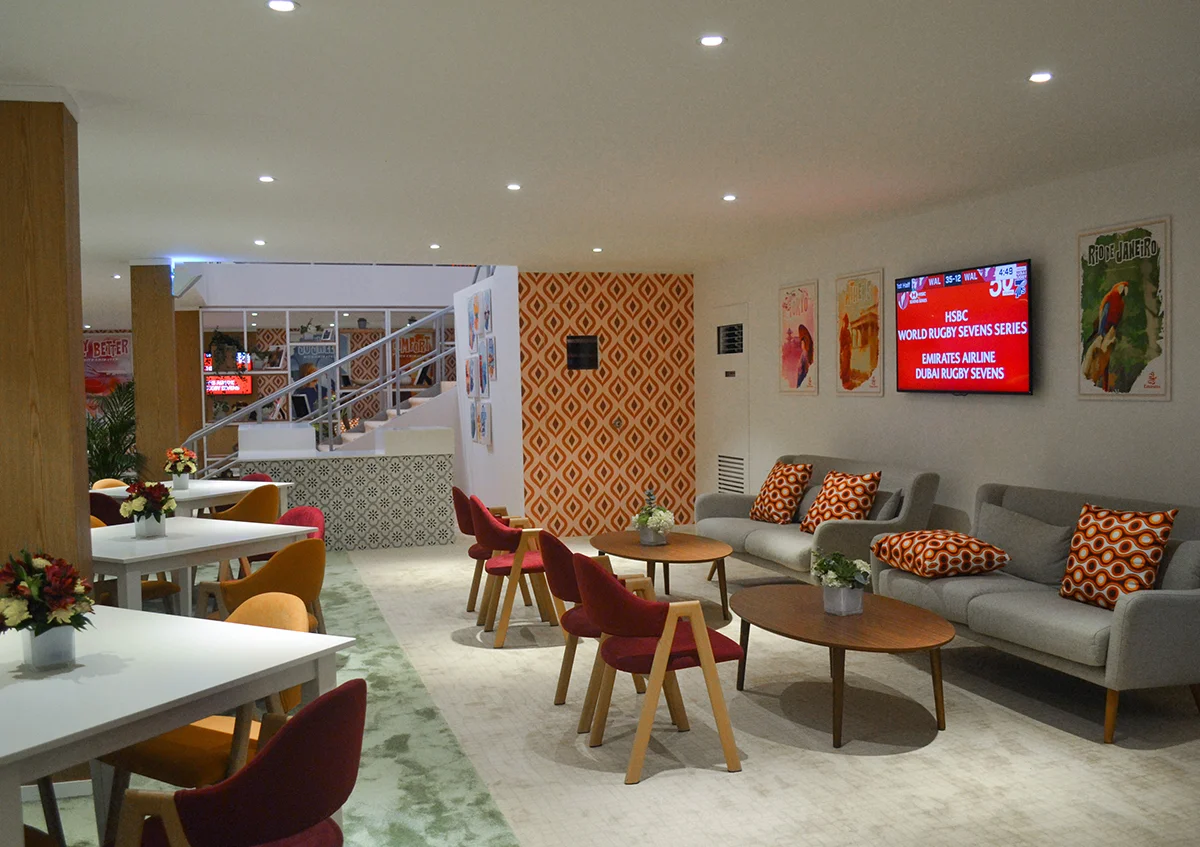 Rugby World Cup tents UAE - Customised Multi storey pagoda tents with premium fitout and interiors - Rugby World Cup - Alfares International Tents