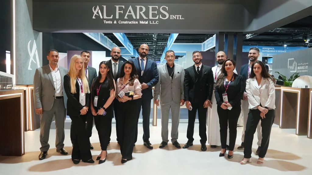 MIITE 2026 - Alfares International's chairman, directors and the team on the opening day of the exhibition - MIITE 2026: Strengthening Our Presence in the UAE Manufacturing and Industrial Landscape - Alfares International Tents