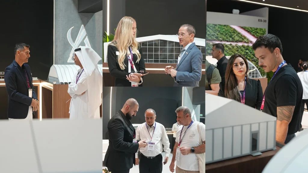 MIITE 2026 - Alfares International's team collaborating with visitors - MIITE 2026: Strengthening Our Presence in the UAE Manufacturing and Industrial Landscape - Alfares International Tents