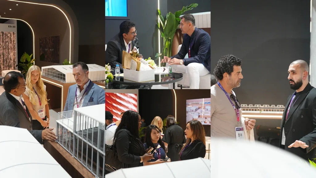 MIITE 2026 - Alfares International's team collaborating with visitors - MIITE 2026: Strengthening Our Presence in the UAE Manufacturing and Industrial Landscape - Alfares International Tents