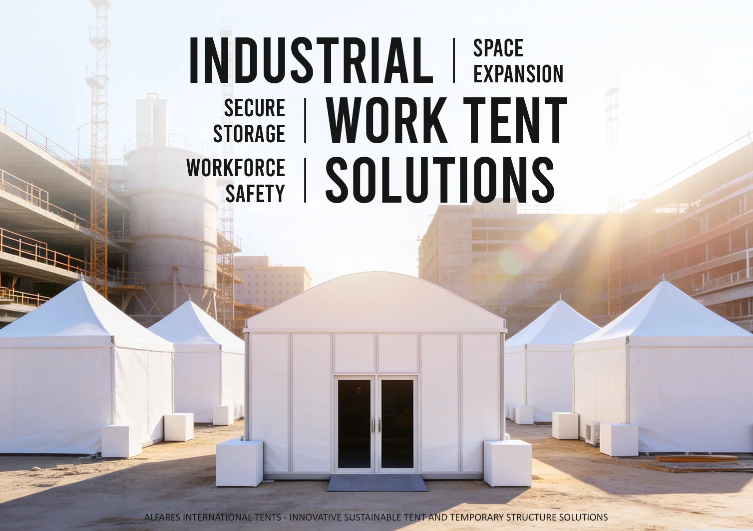 Industrial Work Tents - Arch and Pagoda Tents on the construction site - Industrial Work Tents: Flexible Space Solutions for Modern Construction and Industrial Projects - Alfares International Tents