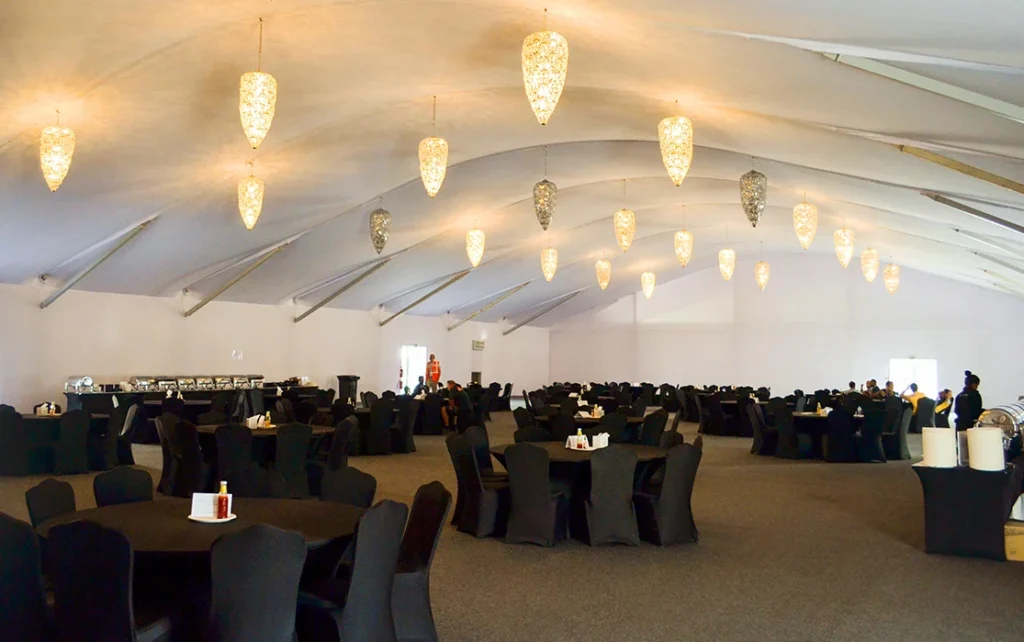 PVC Fabric Tents - Interior of Arch tent - PVC Fabric Tents: Complete Roof and Wall Solutions for Every Event - Alfares International Tents