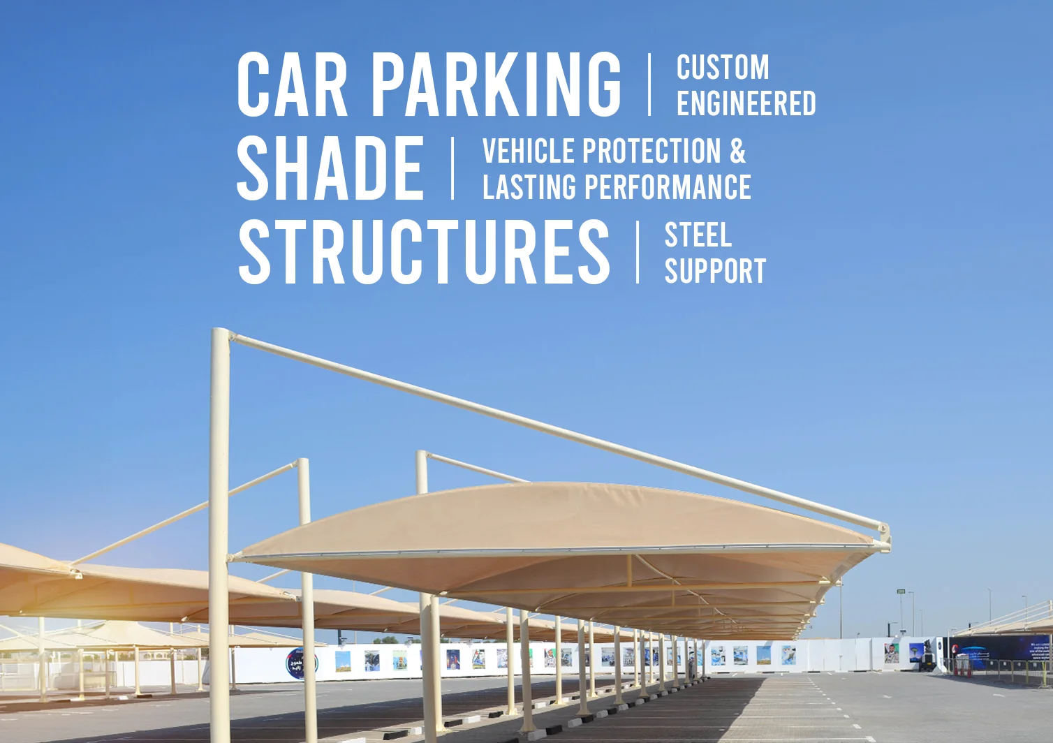 Car Parking Shade Structures - Dual-row parking shades - Car Parking Shade Structures That Combine Protection and Performance - Alfares International Tents