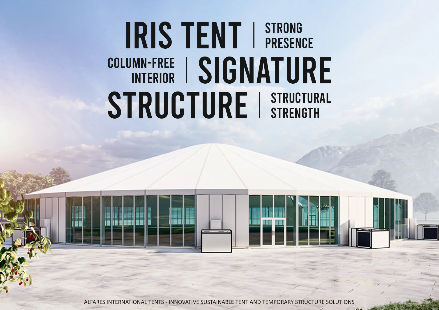 Iris Tent UAE - Iris tent with glass panels - Iris Tent: A Signature Structure for Premium Event Experiences - Alfares International Tents